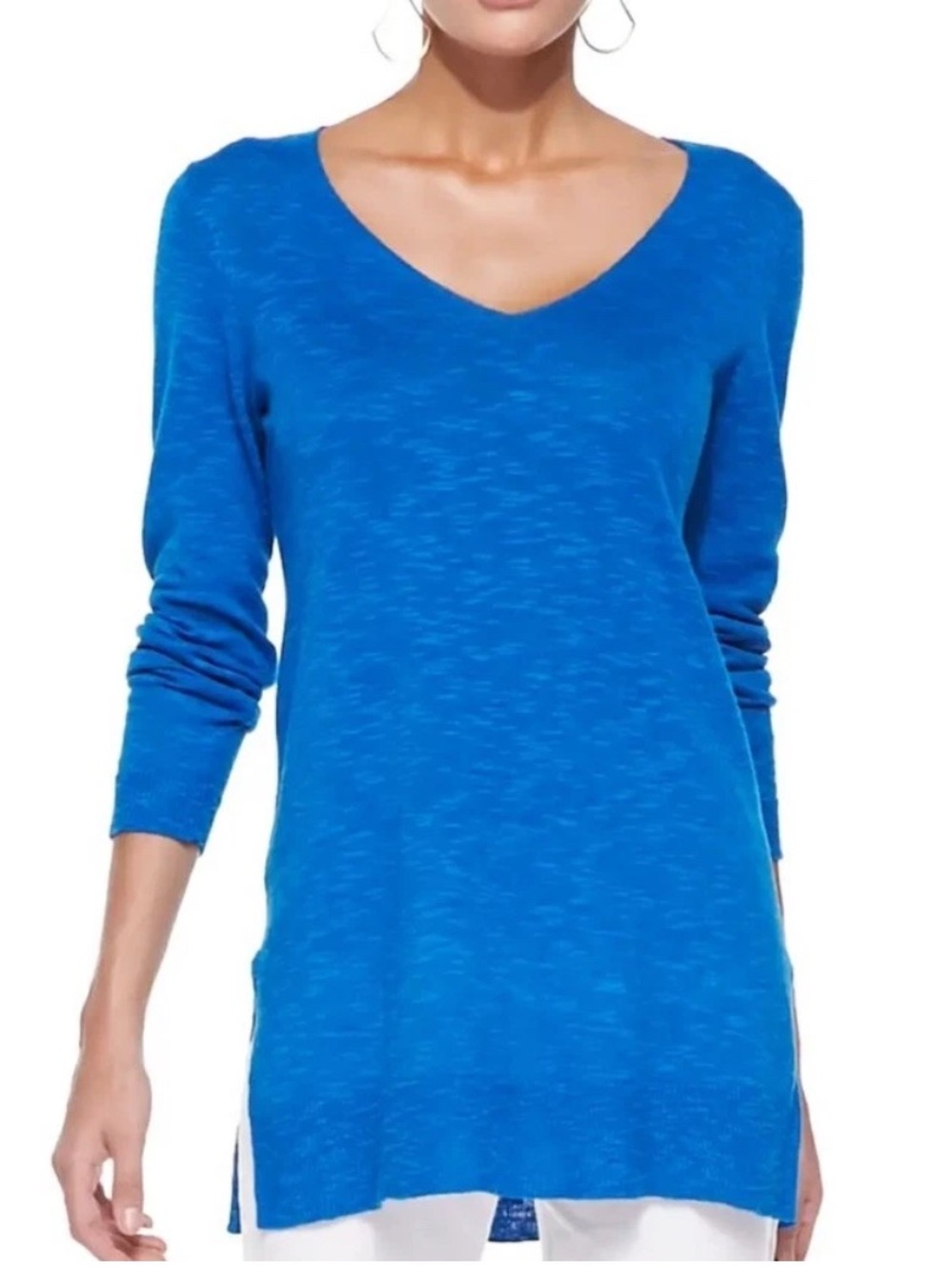 Eileen Fisher Turquoise Organic Linen Blend Sweater Tunic V2
